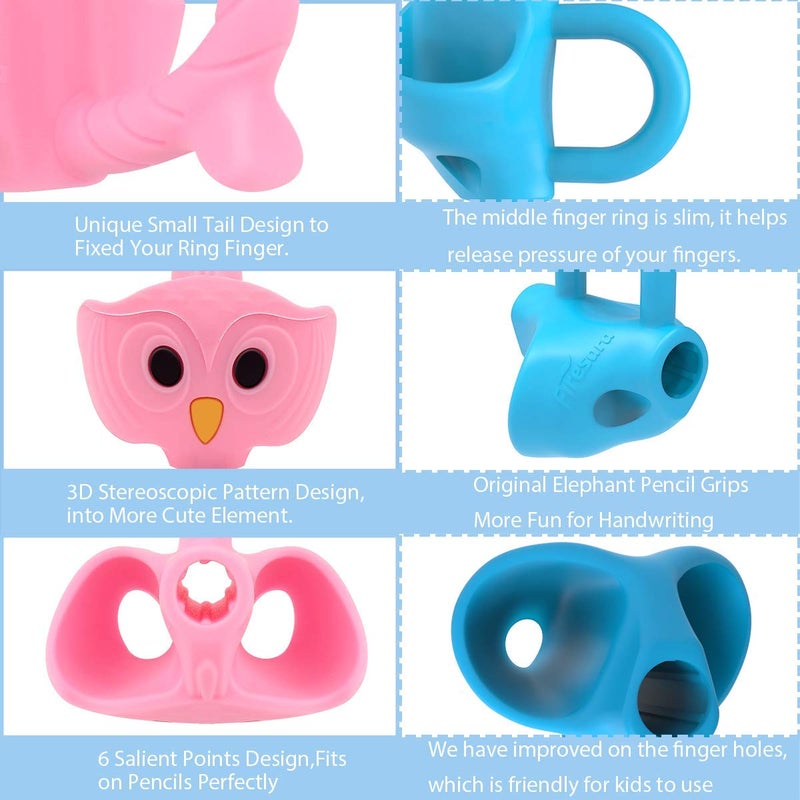 Firesara Training Grips, Original Owl Training Grips Three Fingers Fixed Pencil Correction Grips for Kids Handwriting Posture Correction Children Adults Special Needs for Lefties or Righties (6PCS) - Image 2
